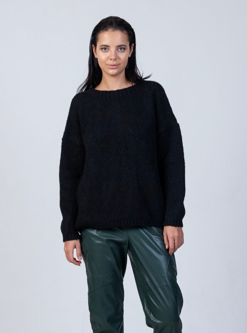Mohair-lurex oversized πουλόβερ black lovebyhands.gr