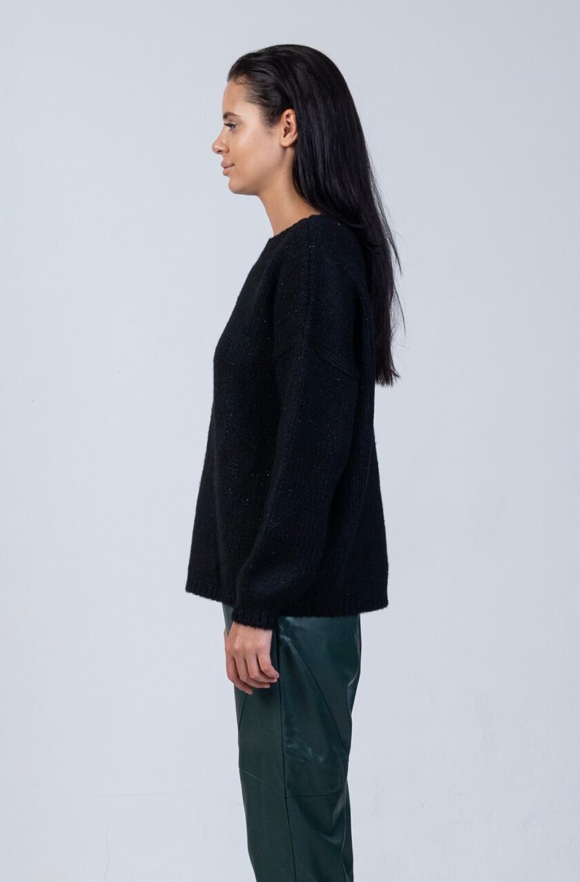 Mohair-lurex oversized πουλόβερ black lovebyhands.gr