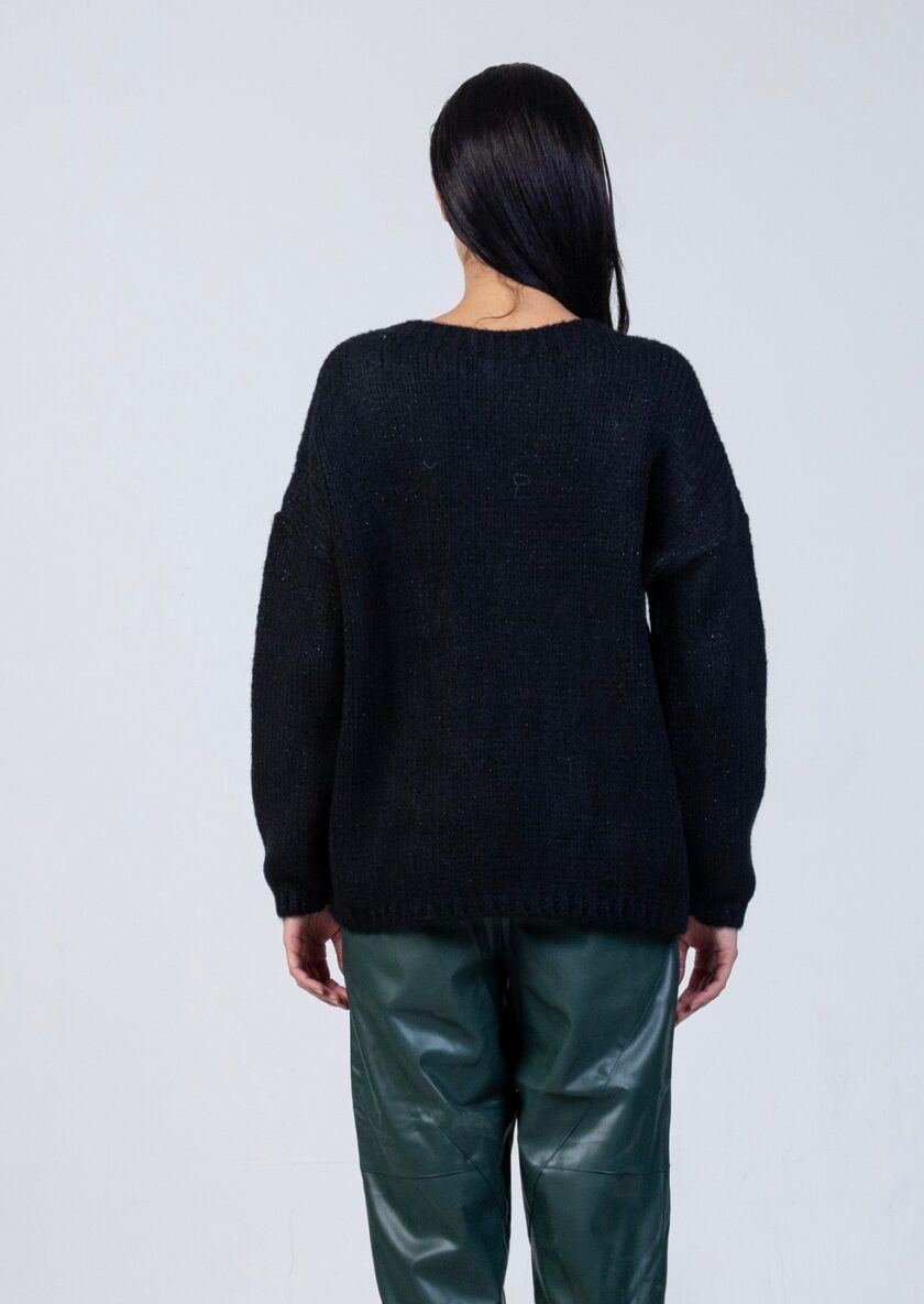 Mohair-lurex oversized πουλόβερ black lovebyhands.gr