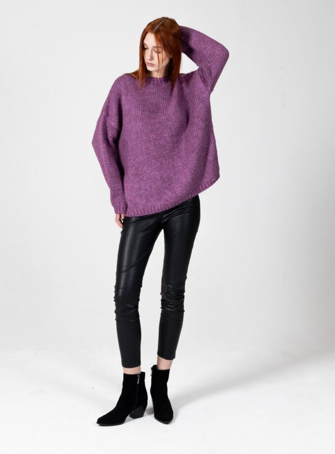 Mohair-lurex oversized πουλόβερ violet lovebyhands.gr