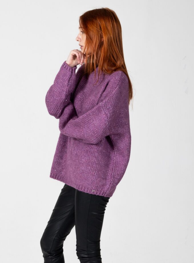 Mohair-lurex oversized πουλόβερ violet lovebyhands.gr