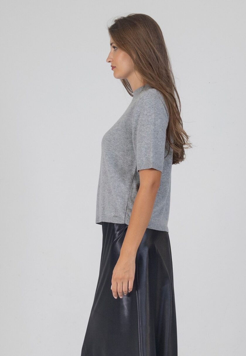 Τ-shirt με κασμίρι medium grey lovebyhands.gr