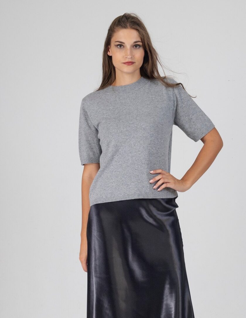 Τ-shirt με κασμίρι medium grey lovebyhands.gr