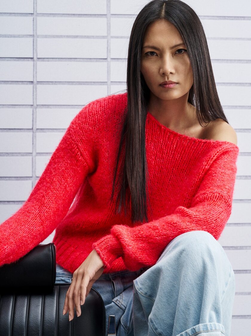 Open neck knit sweater lovebyhands.gr