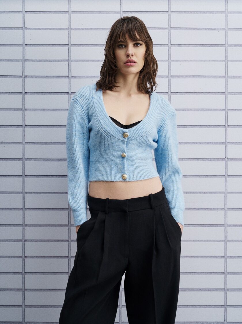 Knitted cropped jacket lovebyhands.gr