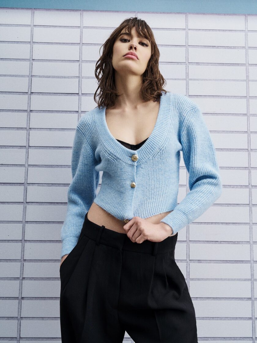 Knitted cropped jacket lovebyhands.gr