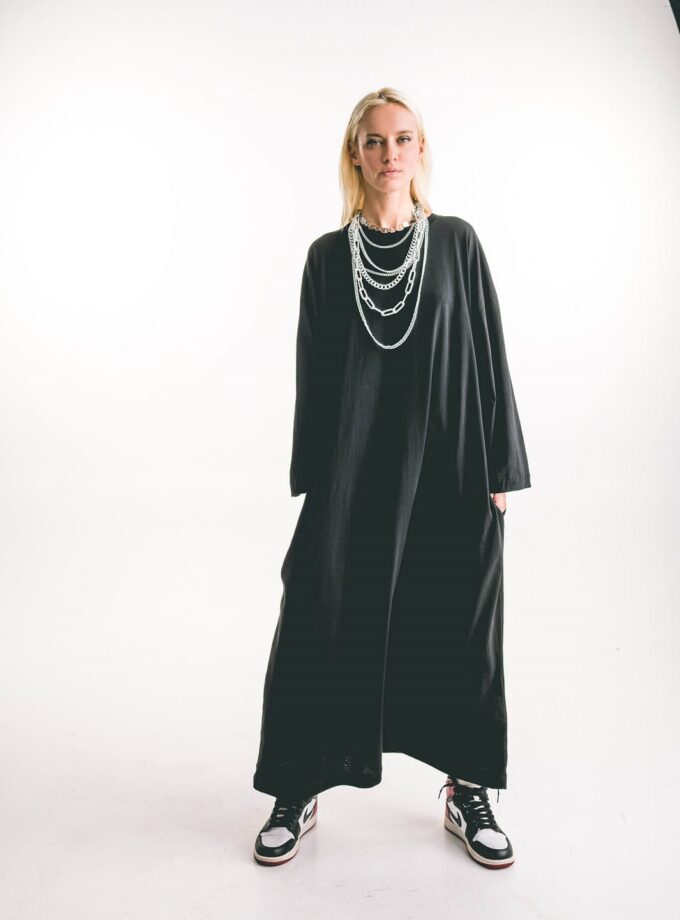 Black Tee dress Long Sleeve lovebyhands.gr