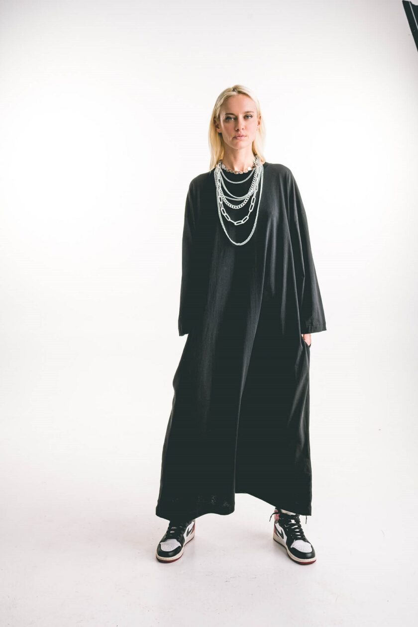 Black Tee dress Long Sleeve lovebyhands.gr