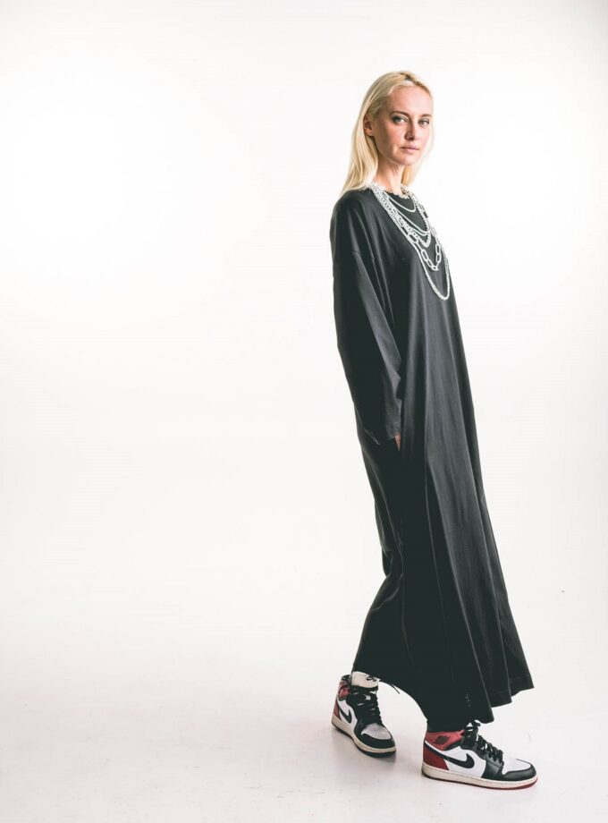 Black Tee dress Long Sleeve lovebyhands.gr