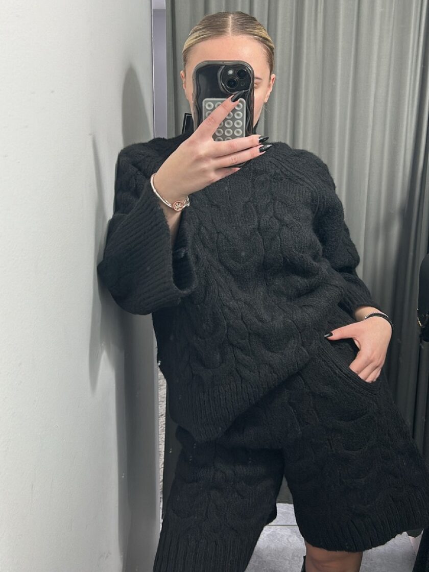 Oversized knit set sort/sweater - Black lovebyhands.gr