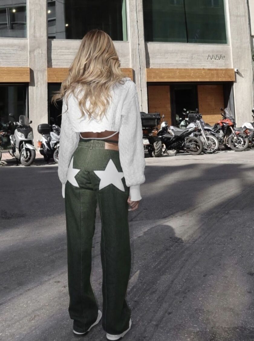 Stacie Stars - Khaki Denim lovebyhands.gr