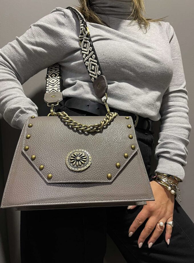 Chiara Leather Shoulder Bag - Ash lovebyhands.gr