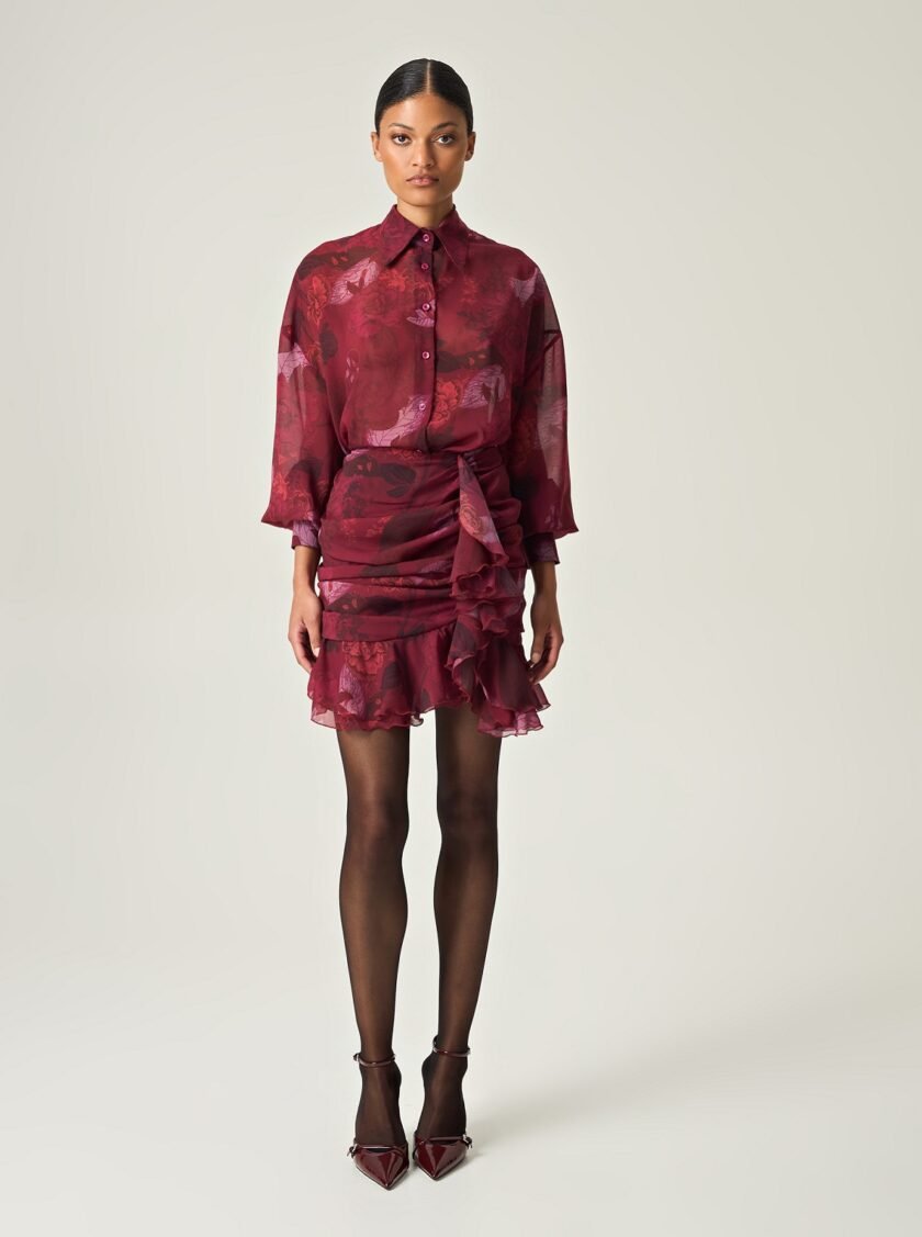 Crimson Allure Mini Skirt lovebyhands.gr