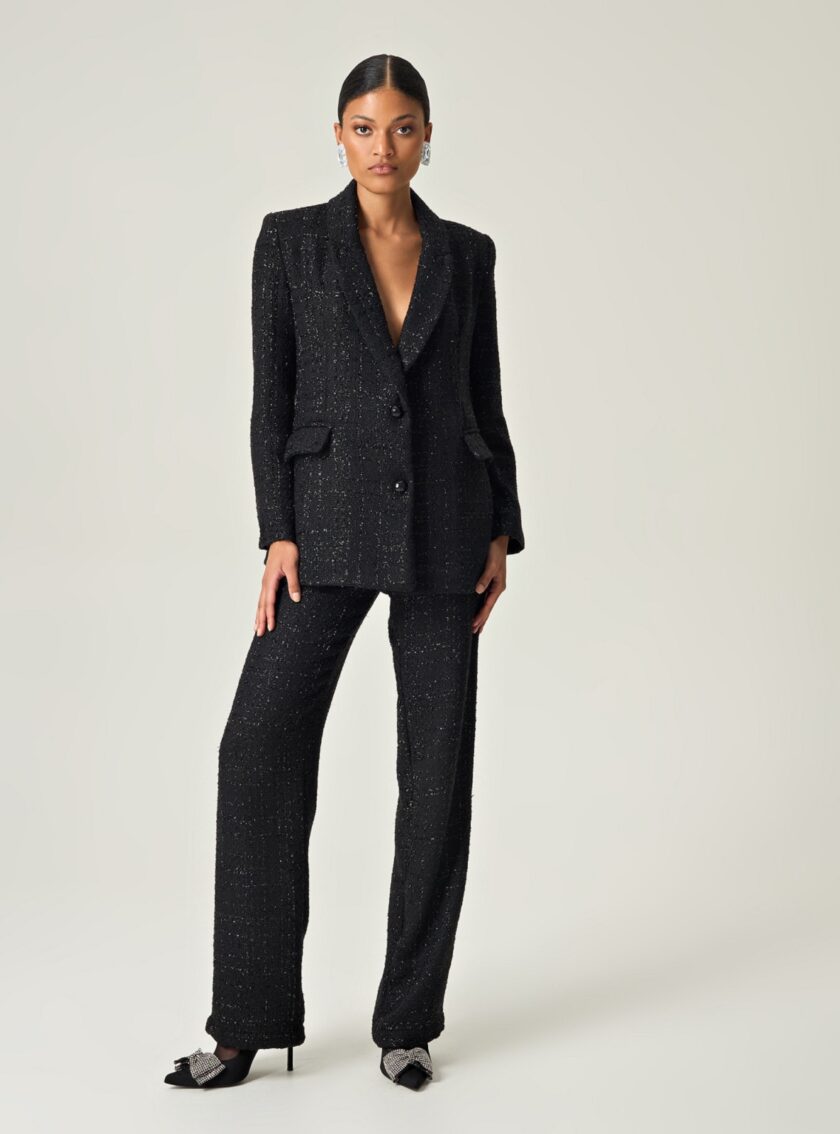 Noir Sophistication High Waisted Tweed Pants lovebyhands.gr