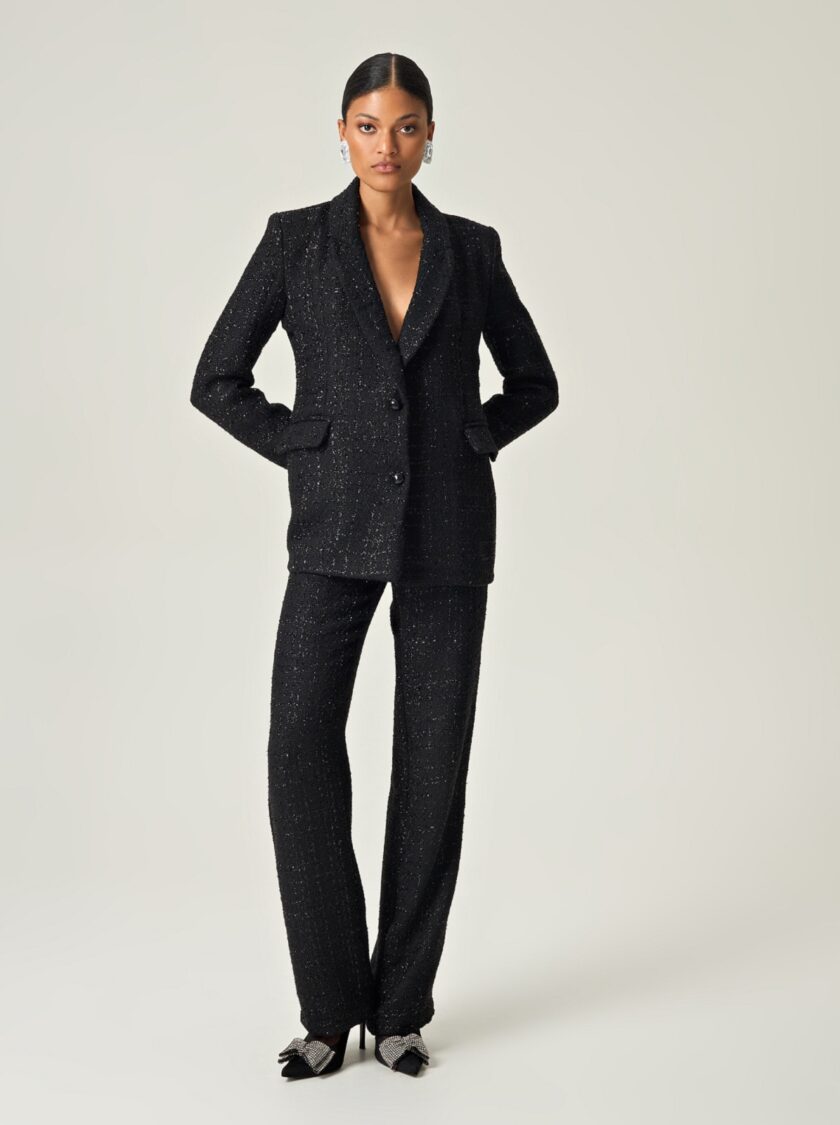 Noir Sophistication High Waisted Tweed Pants lovebyhands.gr