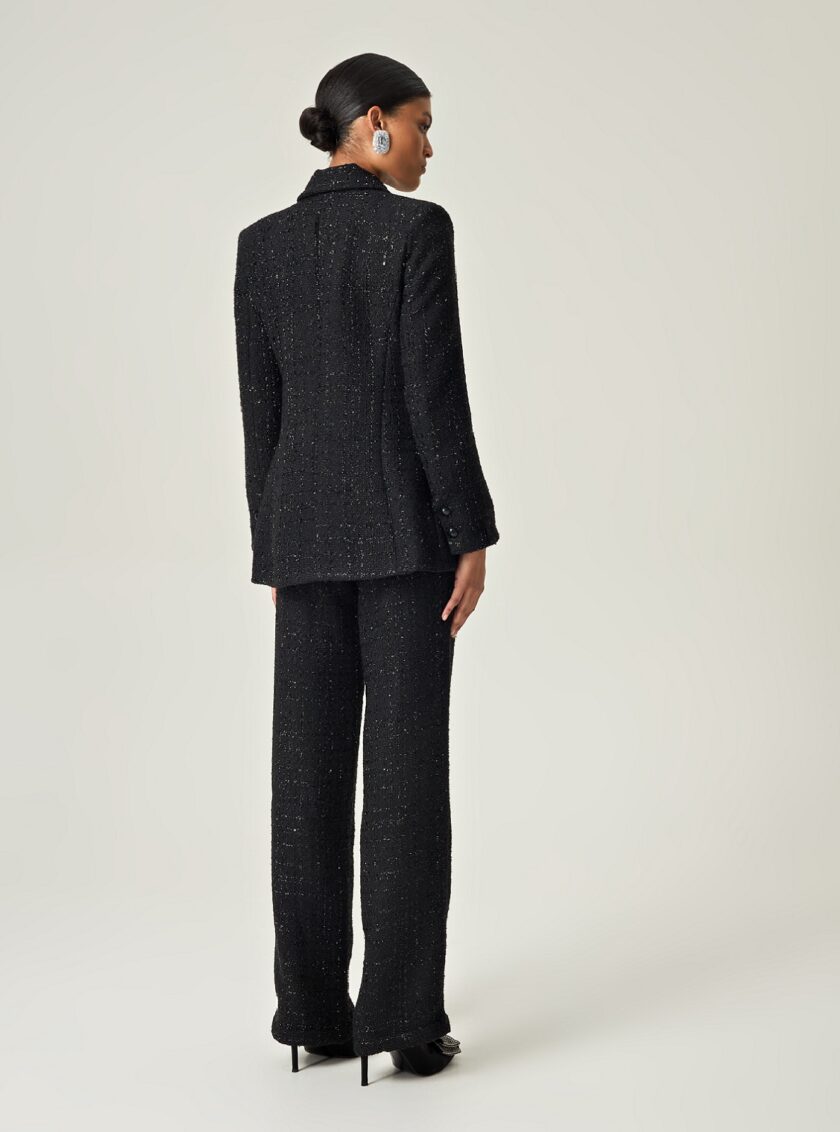 Noir Sophistication High Waisted Tweed Pants lovebyhands.gr
