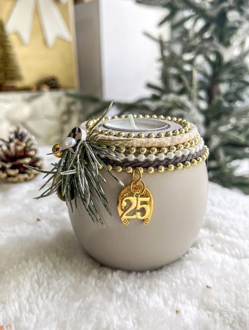 Κηροπήγιο Ξύλινο Round – Beige lovebyhands.gr