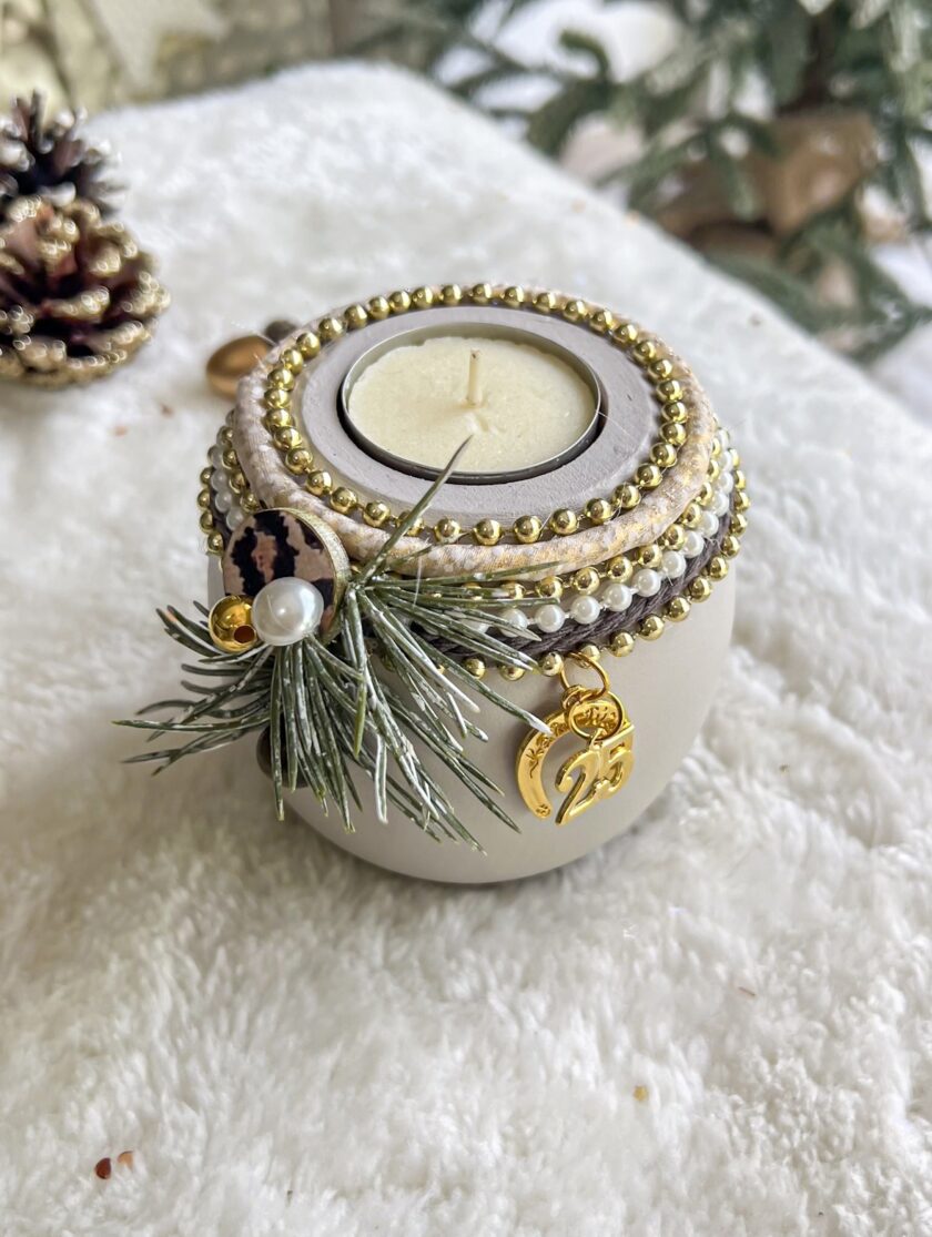 Κηροπήγιο Ξύλινο Round – Beige lovebyhands.gr