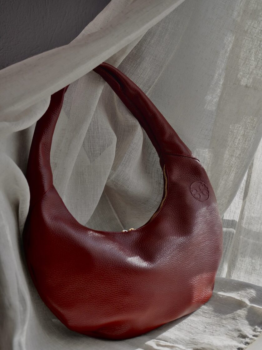 Ophelia Leather Shoulder Bag - Cherry Red lovebyhands.gr