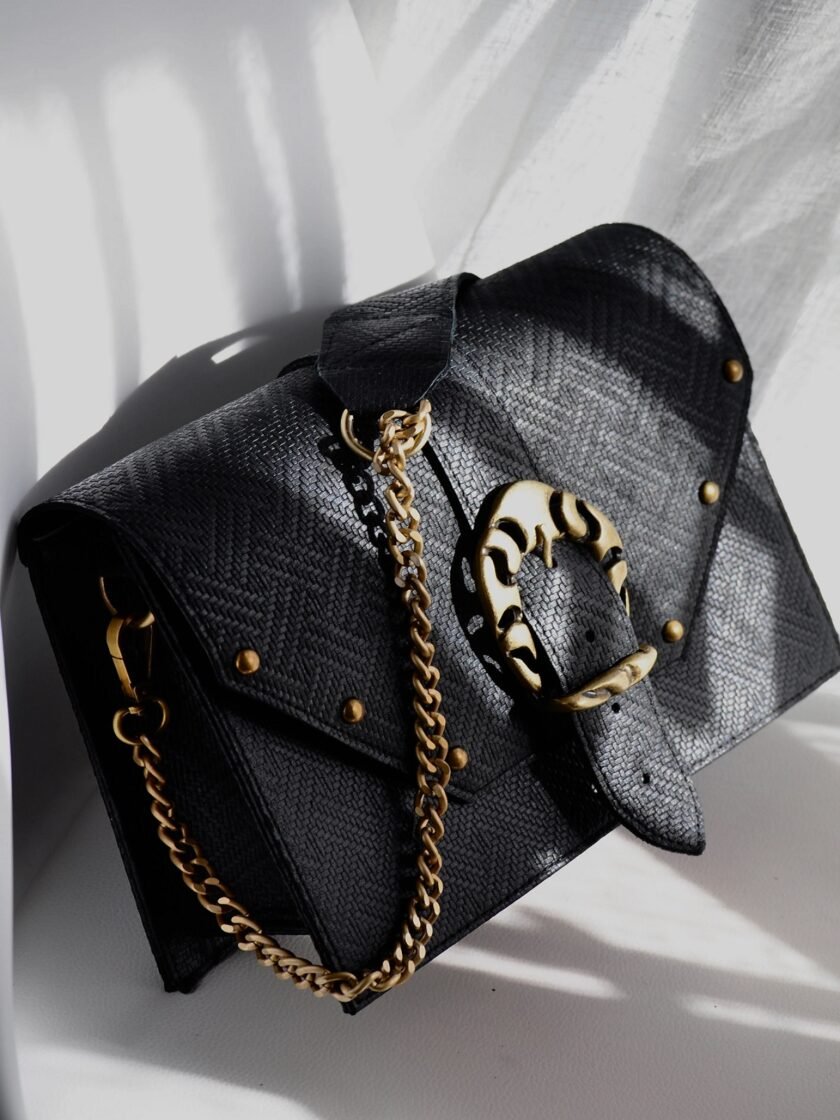Briana Bag - Black Textured Leather lovebyhands.gr