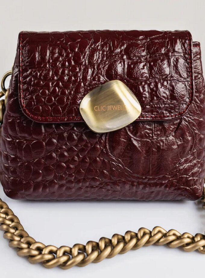 Maya Miniback - Bordeaux Croco lovebyhands.gr