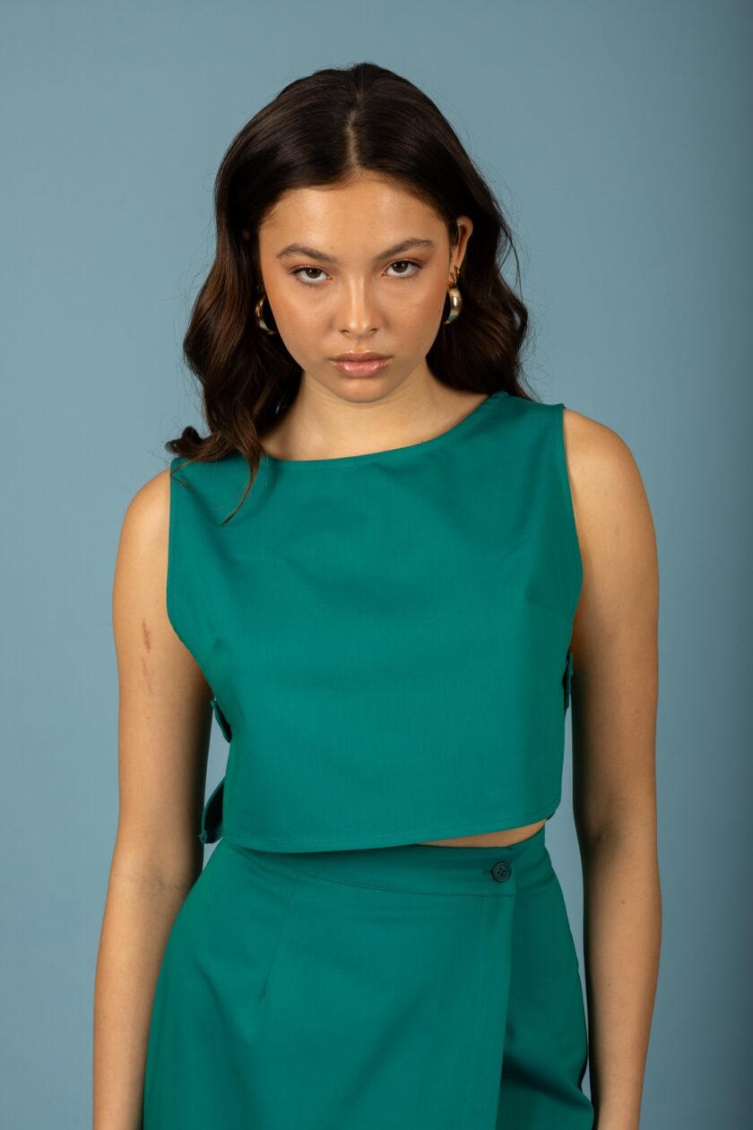 Pablo crop top - Emerald lovebyhands.gr