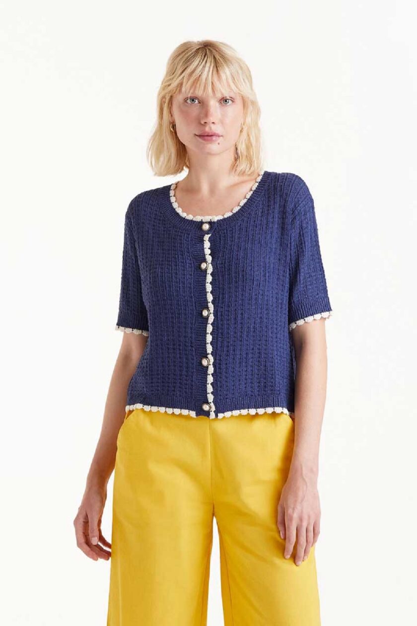 Navy Blue Cardigan lovebyhands.gr