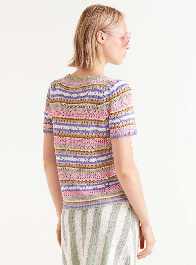Multicolor striped openwork knit top lovebyhands.gr