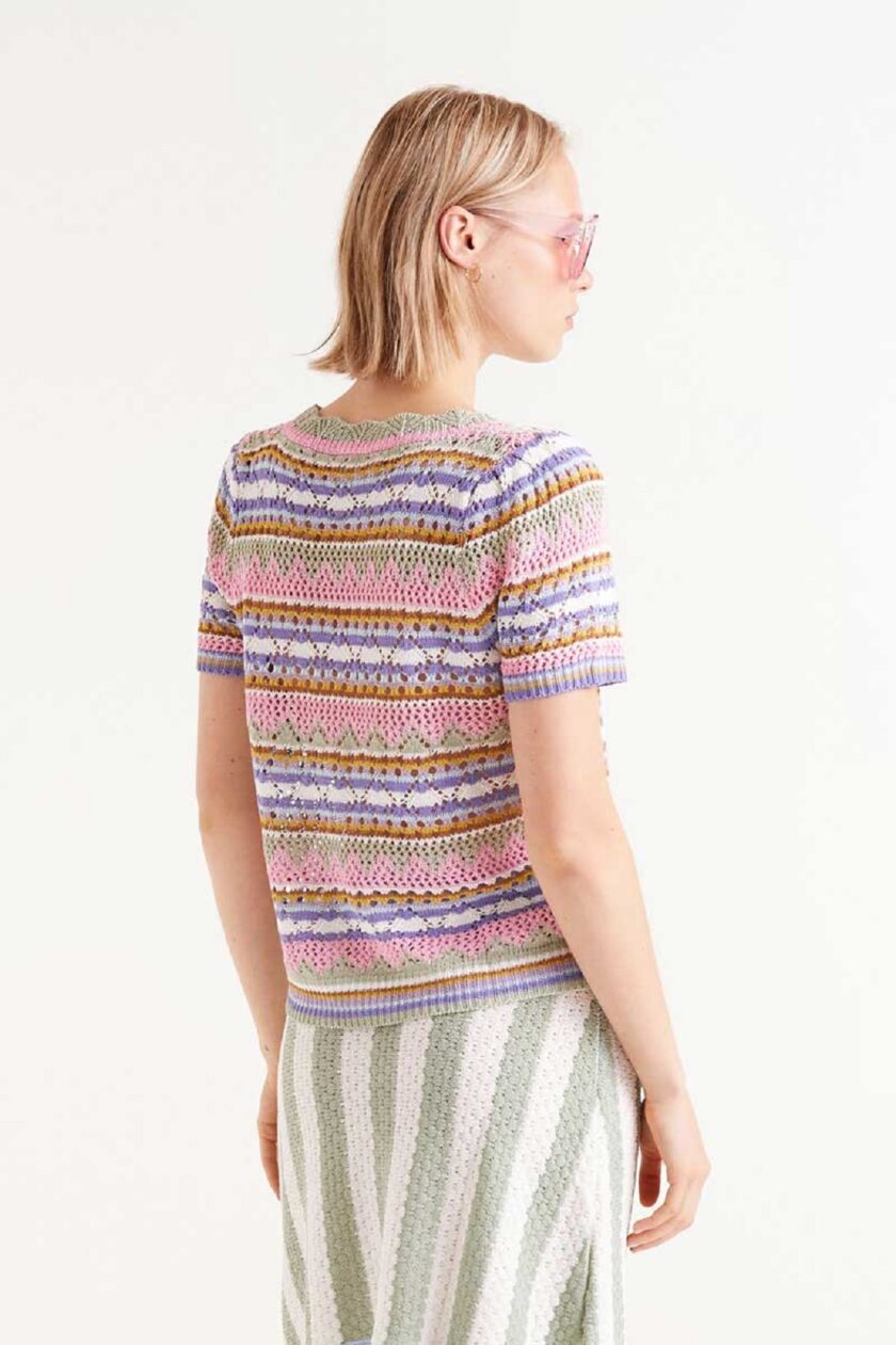 Multicolor striped openwork knit top lovebyhands.gr