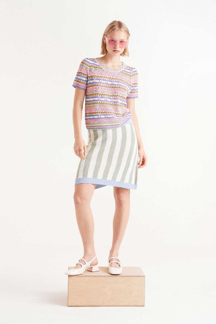 Multicolor striped openwork knit top lovebyhands.gr