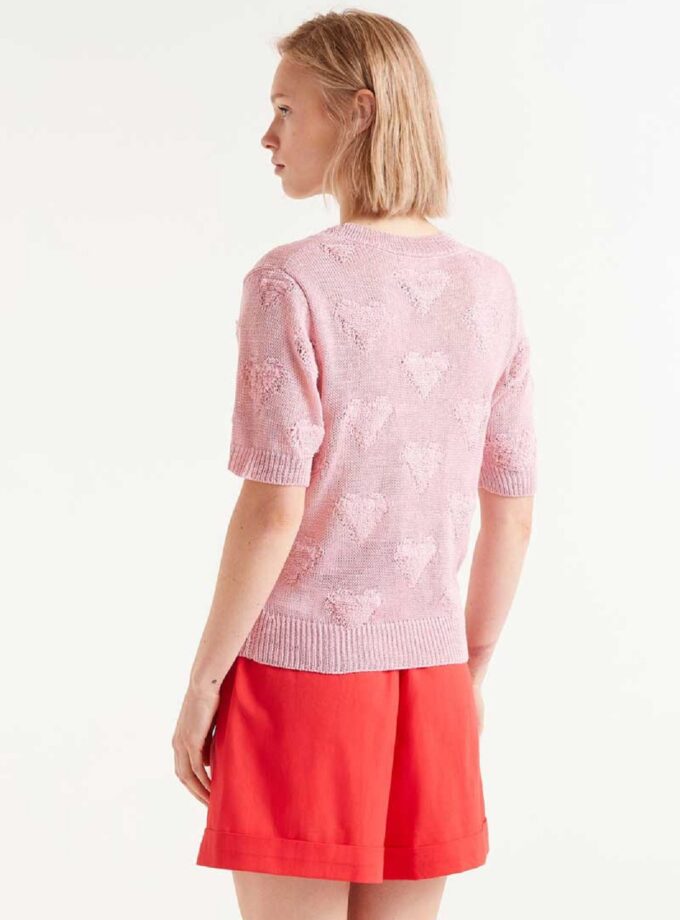 Pink heart knit sweater lovebyhands.gr