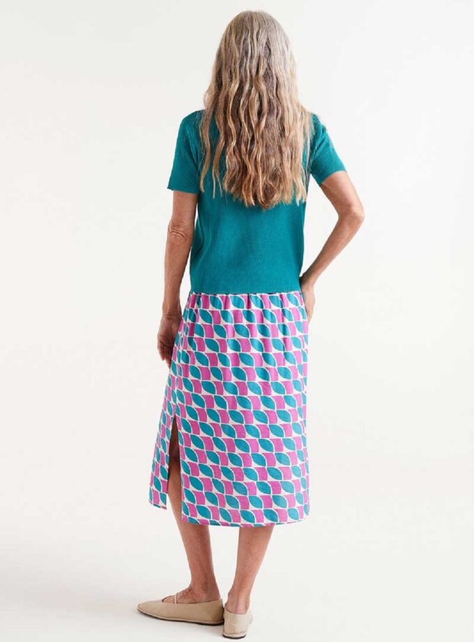 Green and pink short sleeve knit top lovebyhands.gr