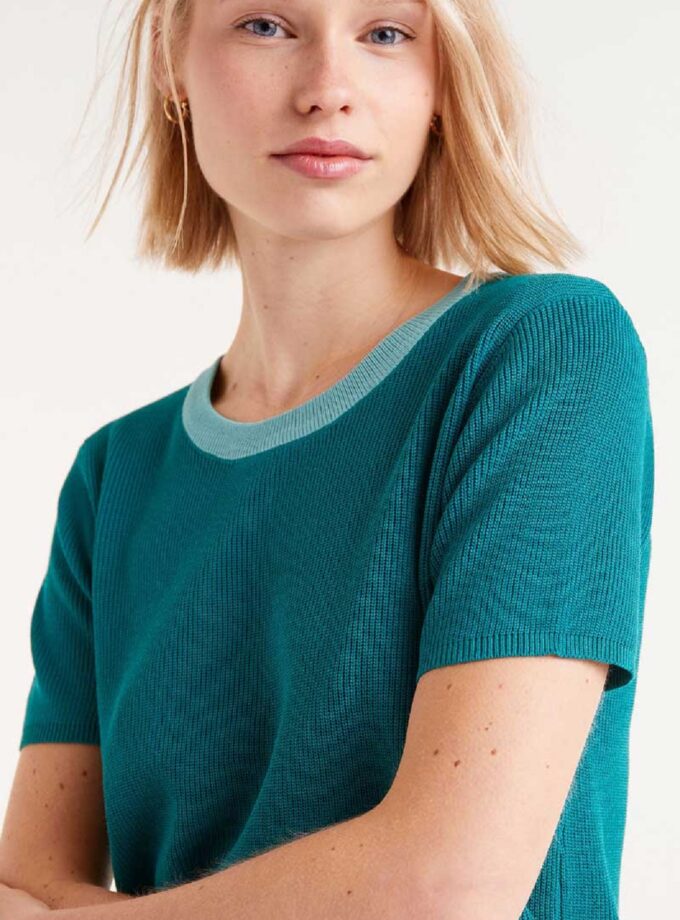 Green short sleeve knit top lovebyhands.gr