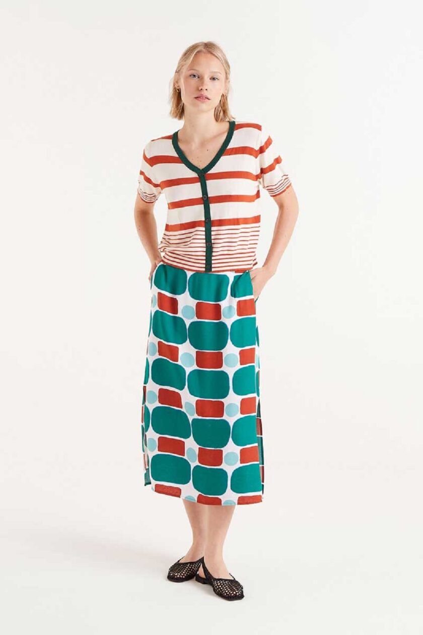 Orange striped short sleeve top lovebyhands.gr