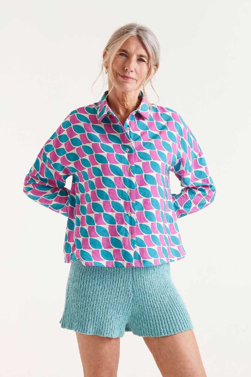 Feathers print fluid shirt lovebyhands.gr