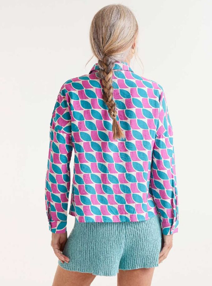 Feathers print fluid shirt lovebyhands.gr