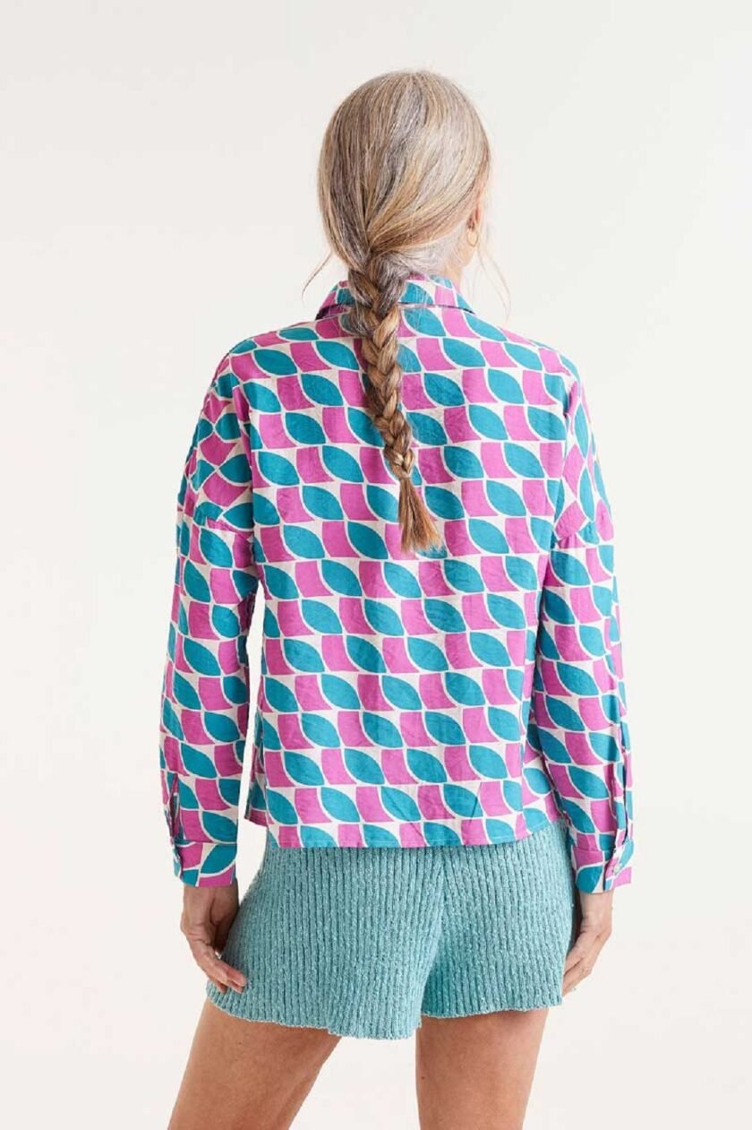 Feathers print fluid shirt lovebyhands.gr