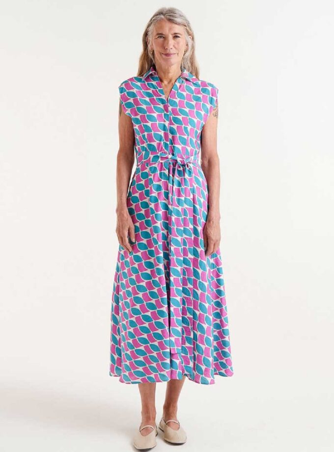 Midi dress with Feathers print lovebyhands.gr