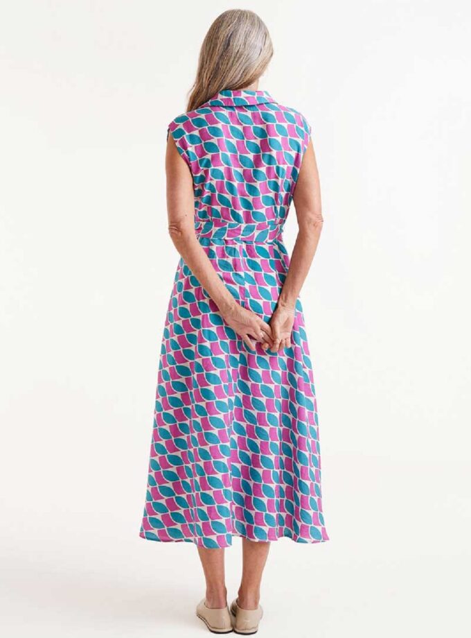Midi dress with Feathers print lovebyhands.gr