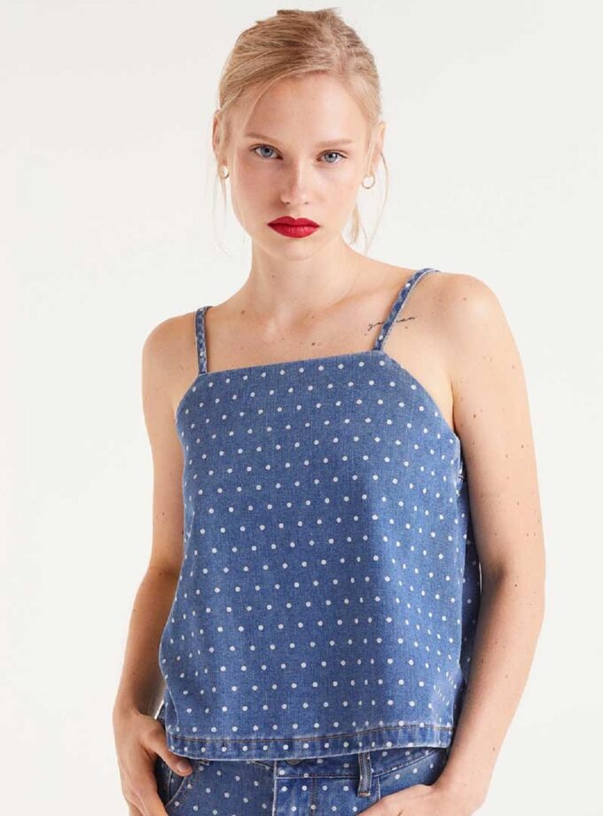 White Mini Dots Top lovebyhands.gr