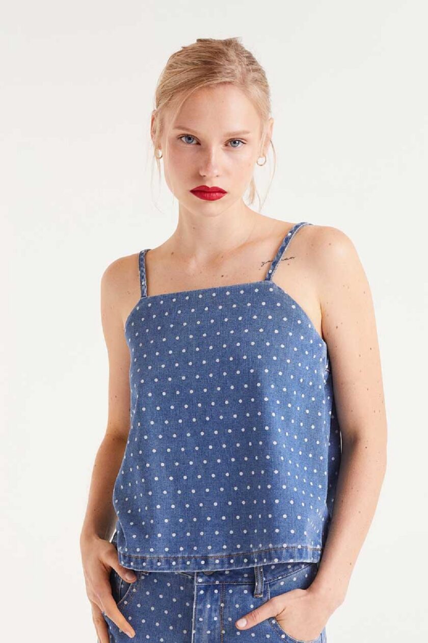 White Mini Dots Top lovebyhands.gr