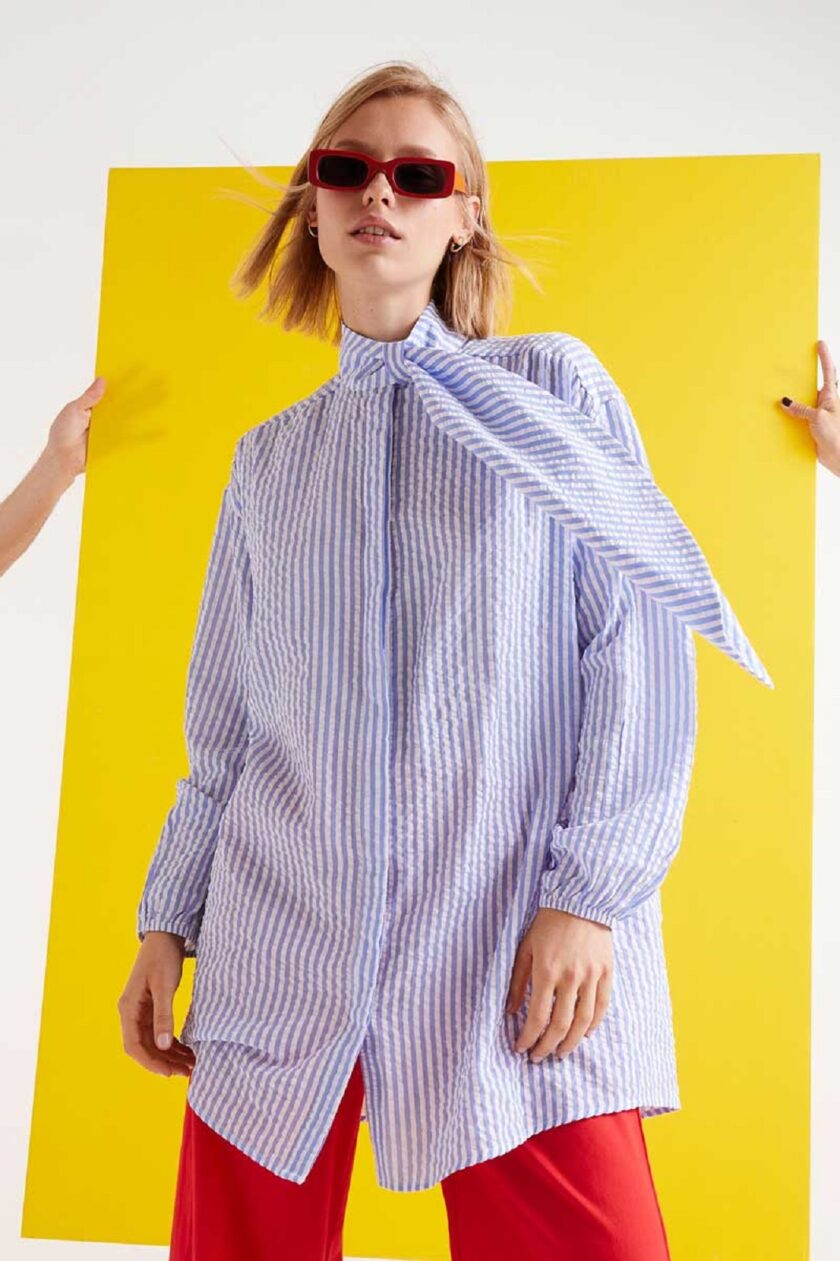 Shirt with blue Stripes lovebyhands.gr