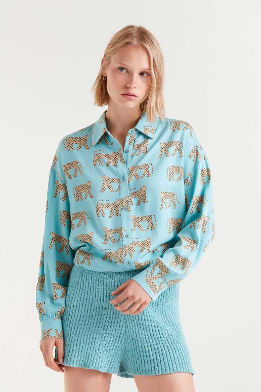 Fluid shirt with Jaguar print lovebyhands.gr