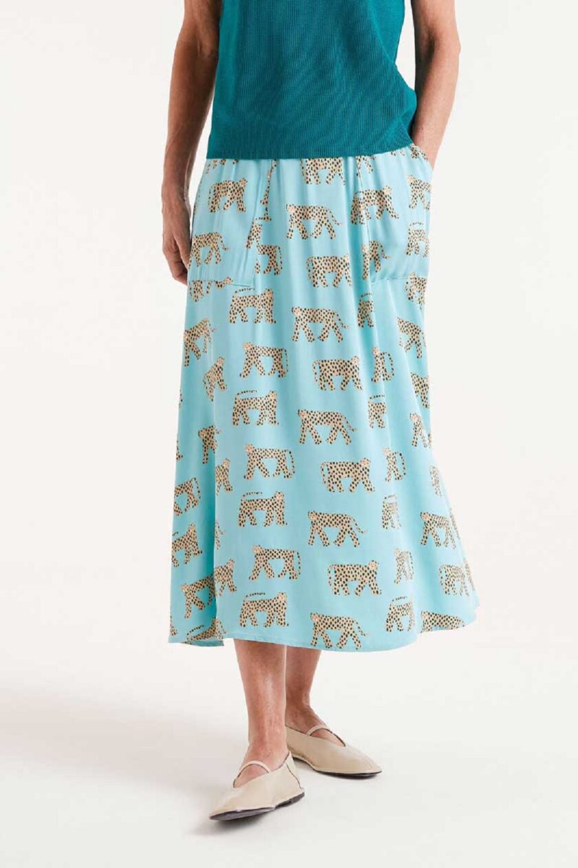 Jaguar print midi skirt lovebyhands.gr