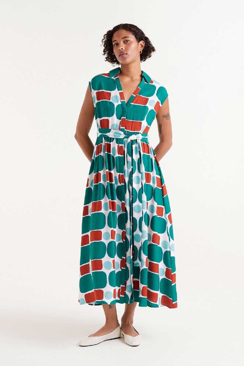 Pepper Mint Printed Long Dress lovebyhands.gr