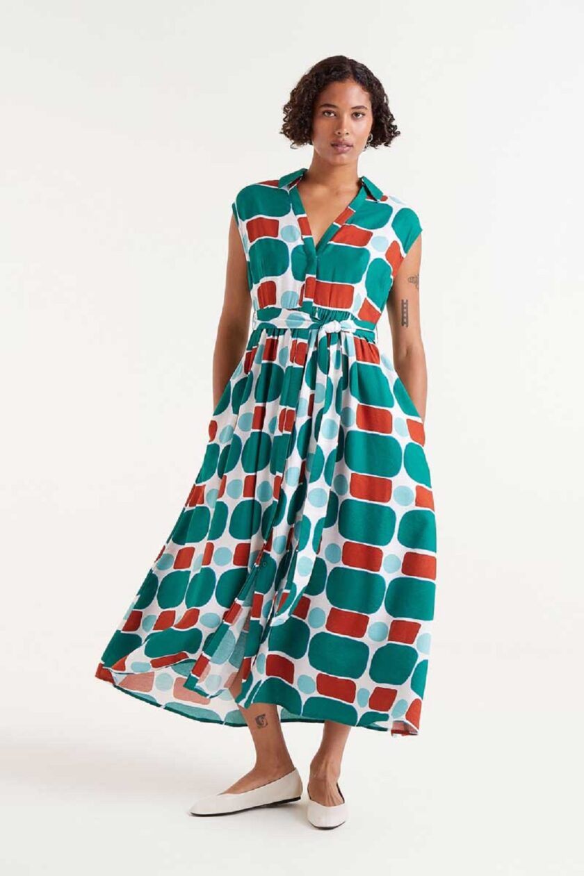 Pepper Mint Printed Long Dress lovebyhands.gr