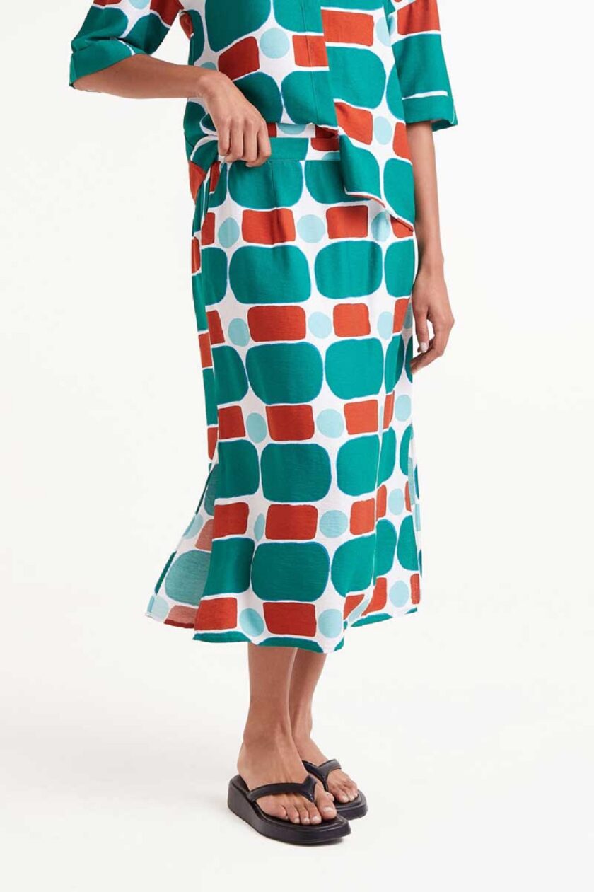 Pepper Mint print midi skirt lovebyhands.gr
