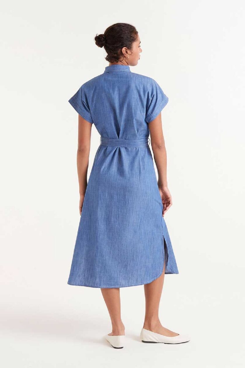 Denim midi shirt dress lovebyhands.gr