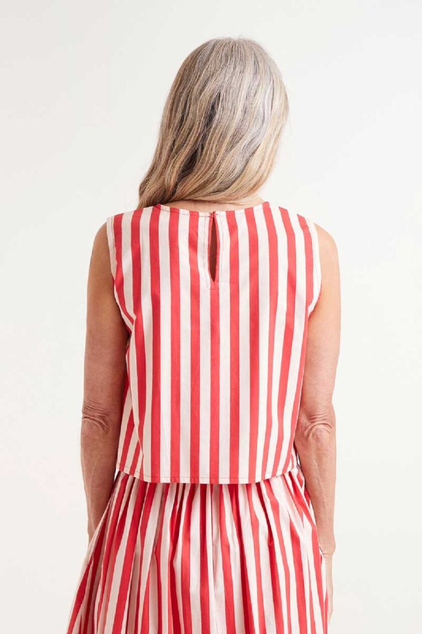 Red striped sleeveless top lovebyhands.gr