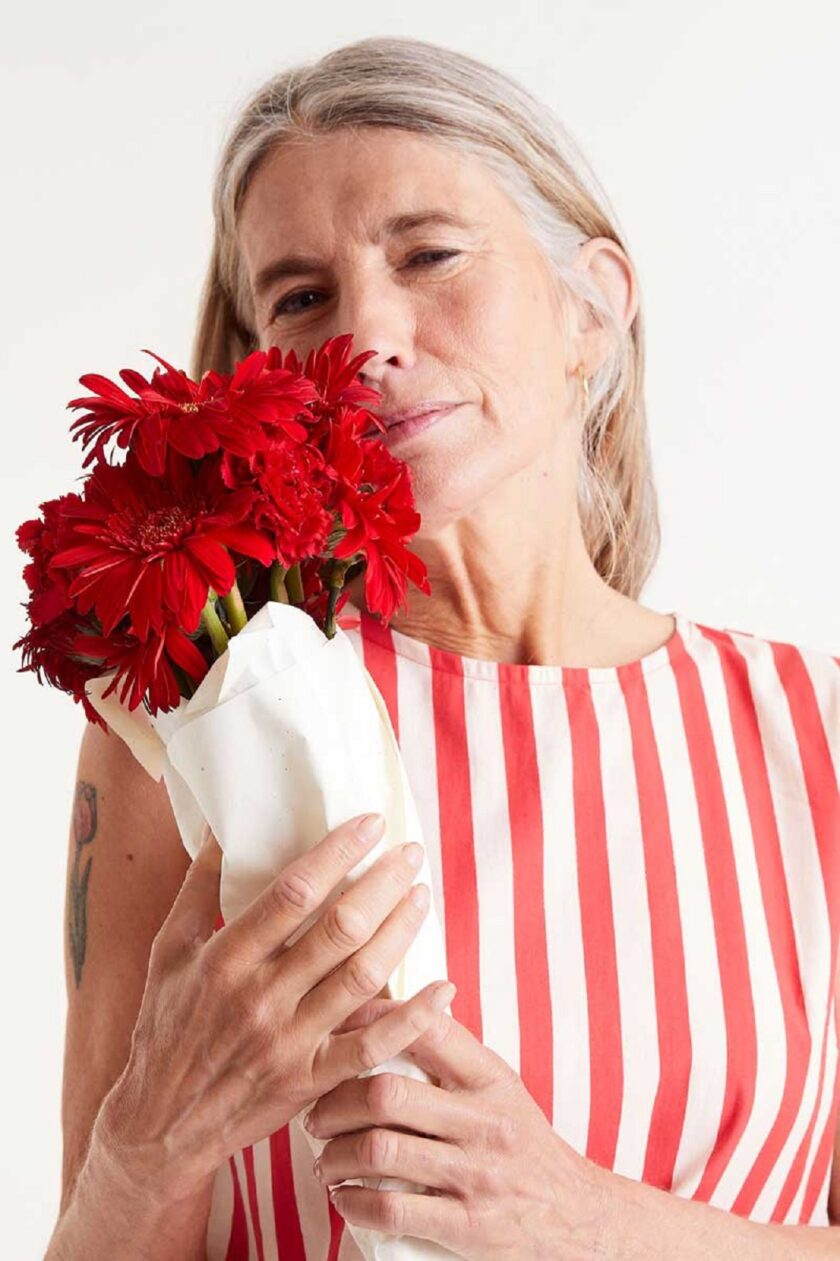 Red striped sleeveless top lovebyhands.gr